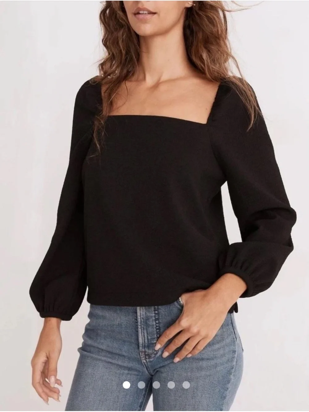 NWT Madewell Black Square Neck Long Sleeve Top Size XS